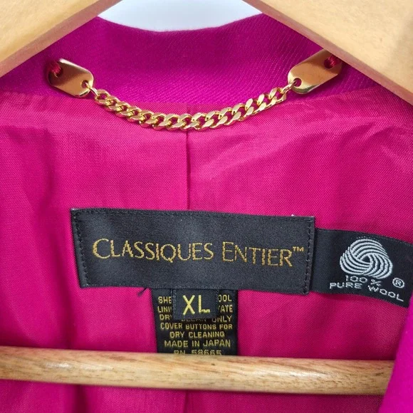 Vtg Classiques Entier Womens Pink Double Breasted Wool Blazer Oversized Size XL - Picture 8 of 13